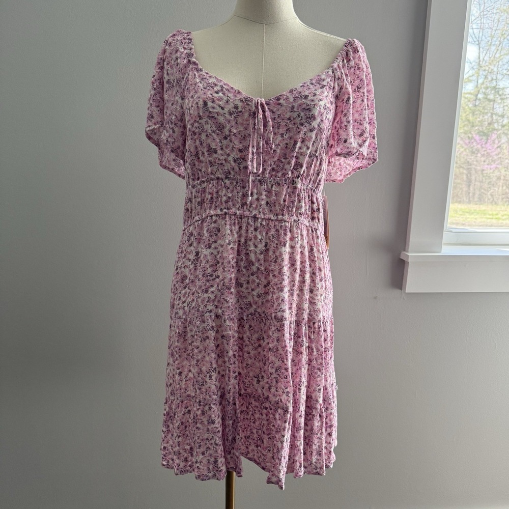 Rewind Pink Floral Eyelet Mini Dress Cottagecore Fairy Lined NWT Medium